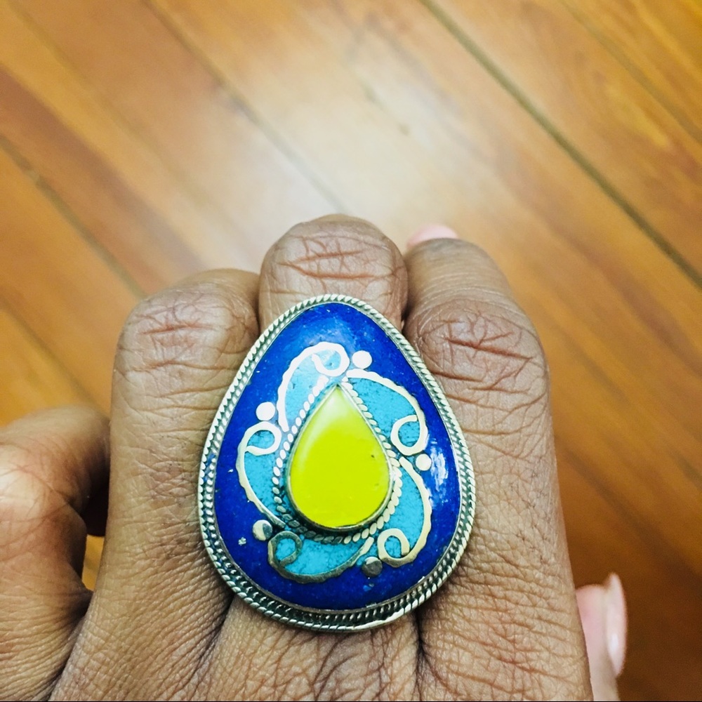 Boho Gal Teardrop Brass Ring Size 11